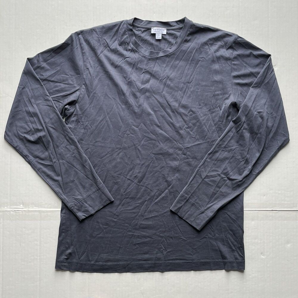 Sunspel Long Sleeve Riviera T-Shirt Mens M Midweight Cotton Preppy James Bond